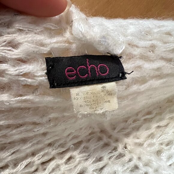 Echo Women's Ivory Sequin Shimmering Thick Knit Infinity Loop Wrap Scarf - Picture 5 of 6